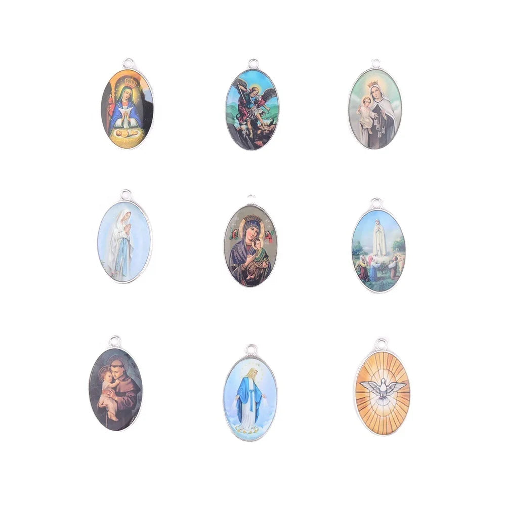 Holy Souls St Michael Saint Mount Carmel Charms  Our Lady Mt Carmel Custom Rosary Centerpiece Medal  Pendant  40*24mm