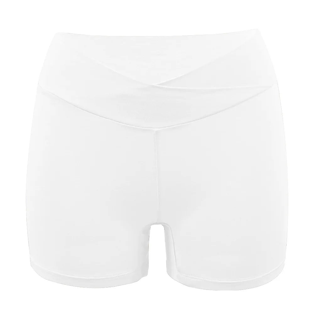 Fitness Yoga Wear V Cross Ribbed Legging Workout Shorts for Women