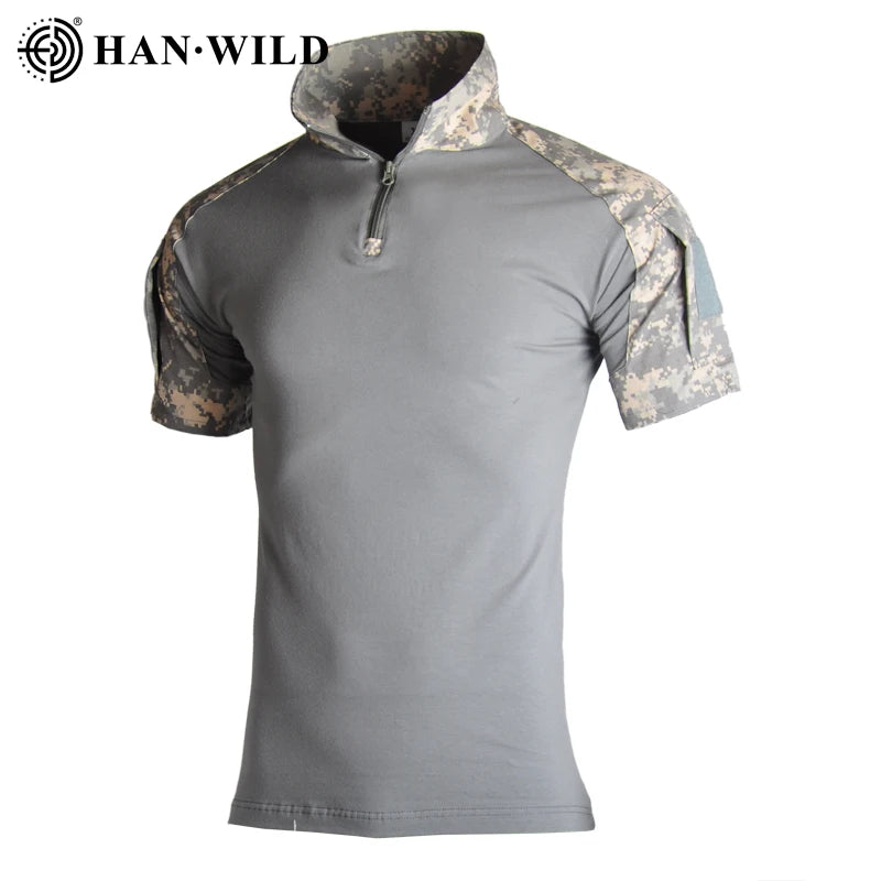 Tactical ACU Camouflage Quick Dry Breathable Short Sleeve Hiking T-Shirt OEM