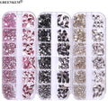Wholesale New Style Nail Art Accessory 12 Grid Nail Diamond Clear AB Diamond Size Mixed Nail Flat Diamonds
