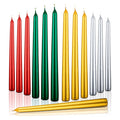 Wholesale 12 Pieces 10 Inch Tall Metallic Color Taper Candles for Ramadan Weddings Birthdays Christmas Diwali Holidays Made Wax