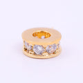 Multi Sizes Round Spacer Beads 18k Gold Plated Brass Bead Spacers 8mm Thickened Large Aperture Zircon Wheel-shaped Spacer Beads