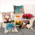 Wholesale Christmas Tree Deer Design Polyester Linen Cushion Cover Home Print Throw Pillow Case for Couch & Living Room