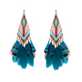 Fashion Wholesale Bohemian Seed Beads Feather Handwoven Miyuki Tassel Earrings Fine Jewelry Dangle Wedding Earrings for Wom