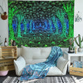 Trippy Green Tree Tapestry Amusement Park Night Scene Art Wall Hanging Tapestries Landscape Home Wall Decoration