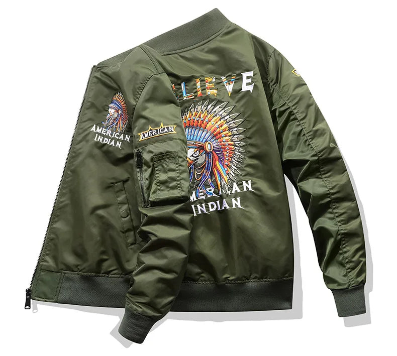 2024 Pilot Trend Men Coat Embroidered Quilted Baseball Jacket Plus Size Cargo Stylish Winter Bomber Jacket
