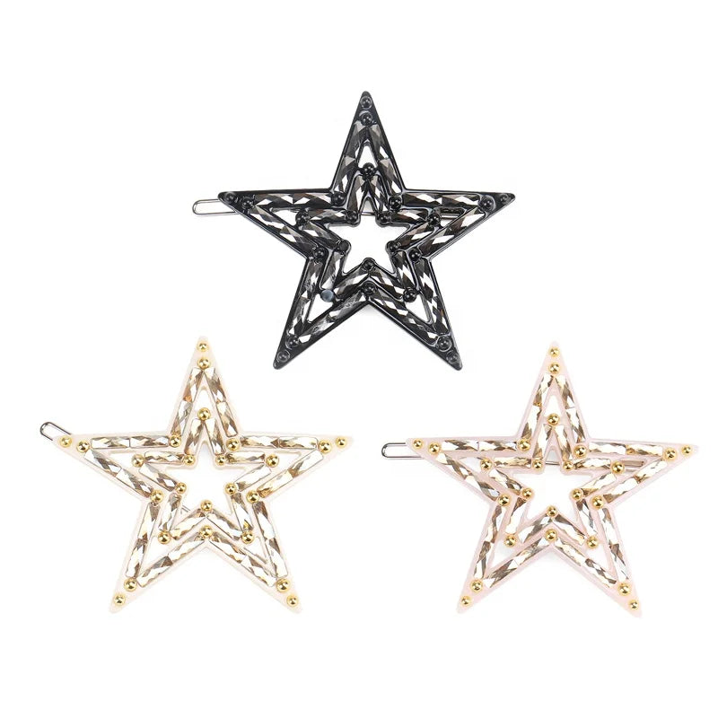 Five-pointed Star Shape Hairpin for Girls Simple and Exquisite Acetate Hair Clip Hollow Design Fairy Headdress Hairpin