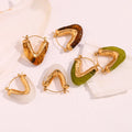 Colorful Acrylic Earring V Shape Hoop Earring 18k Gold Plated Jewelry Tarnish Free Stainless Steel Jewelry Boucles D'oreilles