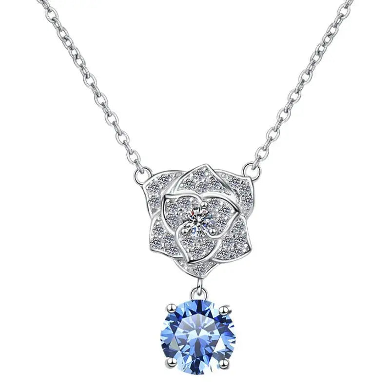 D Color VVS1 Moissanite 1.0 Carat Pendant Necklace with Halo 100% Sterling Silver 925 Jewelry for Women