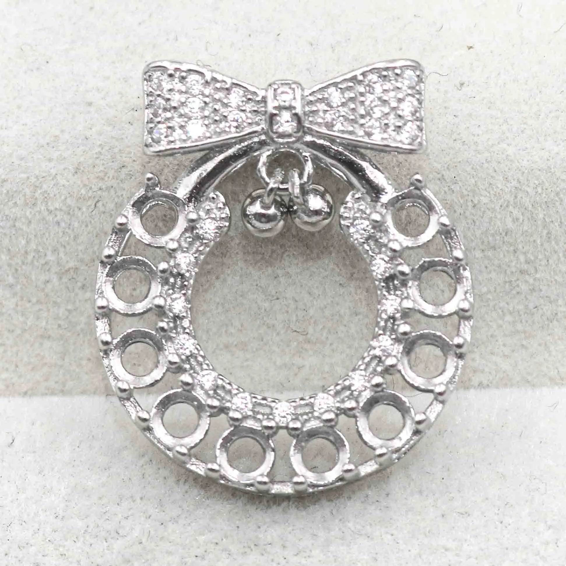 Sterling Silver 3*3mm Semi Mount Pendant Empty Frame Blank Support Setting S925 Base Holder Without Center Stone for DIY Inlay