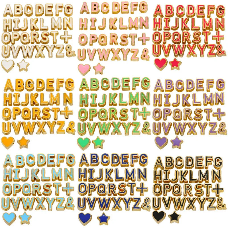 2022 Factory DIY Handmade Accessories Multicolor Drip Oil Beads Creative 26 English Letters Beads