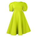 2025 New Short Sleeve Pleated Solid Color Large Skirt Elegant Formal Party Women  Evening Dresses