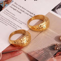 Large Dome Rings 18k Gold Plated Jewelry Customizing Stainless Steel Hammered Textured Thick Chunky Rings for Man Women