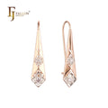 FJ Fallon Fashion Jewelry Wire Hook Earrings Plated in Rose Gold Two Tone Brass Based