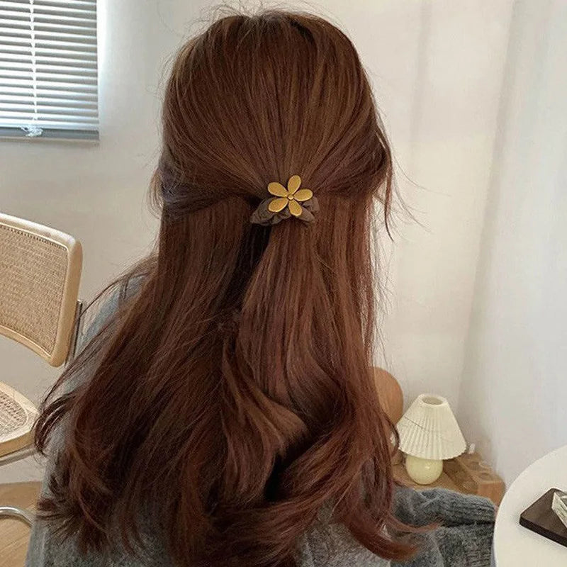 Korean Scrunchie Yiwu Hair Accessories  Black Flower Head Rope Tie Hair Rope Hairband Women