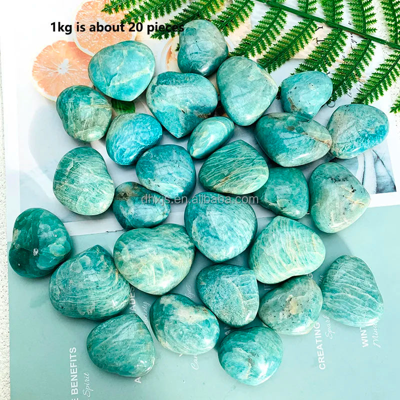 Small Szie Amazonite Shaped Heart Healing Reiki Crystal Crafts Quartz Heart for Gifts