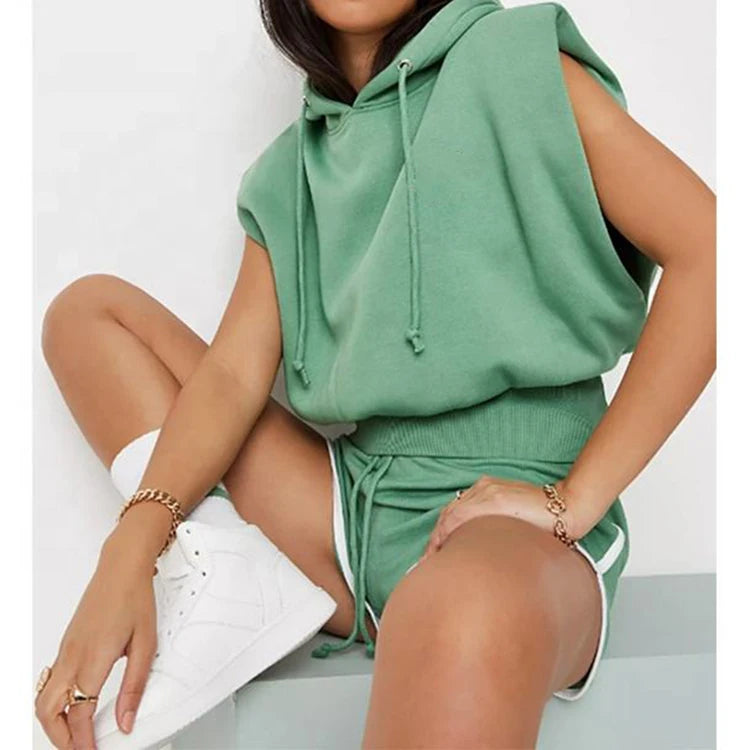 K210146 Custom Women Summer Sleeveless Hoodie Sweatshirt Gym Hoodies for Women Pullover Sweatshirt T-Shirt Streetwear