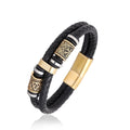 Hot Selling Trendy Luxury Men's Stainless Steel Bracelet Bulk Wholesale Gold Plated Leather Fashion Bangles