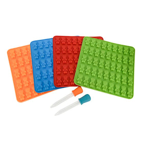 2023 New 45 Cavities Gummy Bear Candy Molds Nonstick Easy Release Silicone Chocolate Mold with Dropper