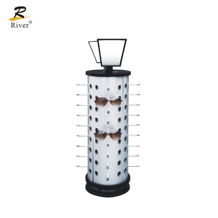 Optical Eyeglass Display Rack Metal Silver  Table Stand Rotating Sunglasses Display Stand  With Mirror