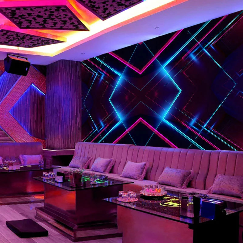 KTV box room 3d concave convex geometric metal technology background personalized bar decoration wallpaper