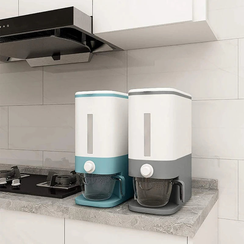 Kitchen Storage Dry Food Rice Plastic Containers Lid Airtight 12kg Square Design Grain Dispenser Cereal Storage Boxes Bins