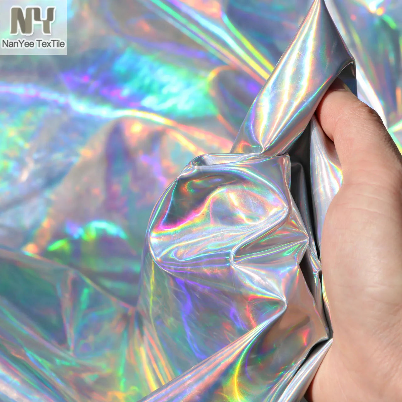 Nanyee Textile 0.2mm Thickness Super Sparkle Silver Hologram TPU Fabric
