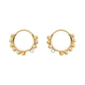 Gemnel High Fashion Gold Plated Huggie 925 Silver Pearl Bead Hoop Earring