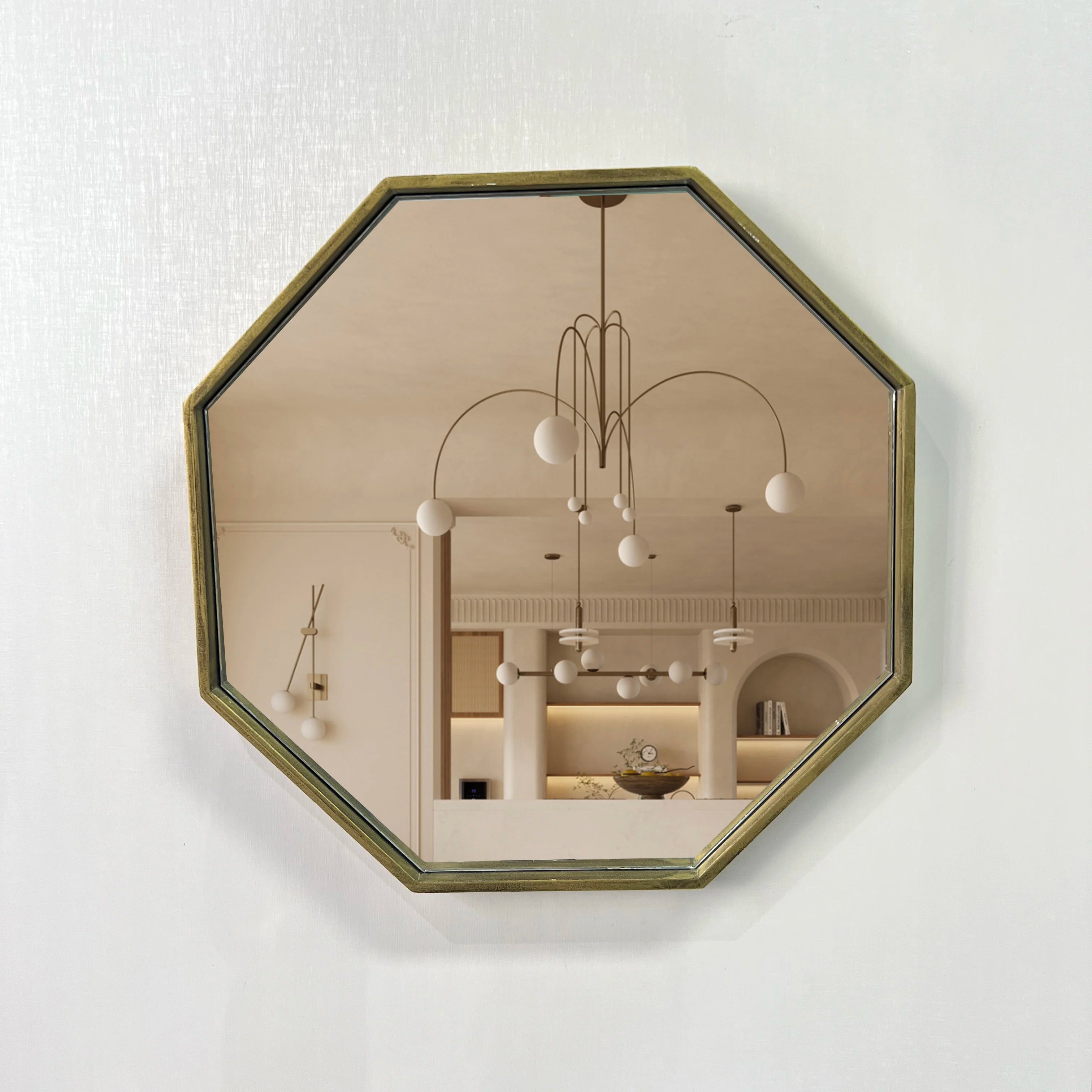 40cm Nordic Retro Light Luxury Octagon Mirror Creative Fashion Simple Special-Shaped Decoration Hanging Mirror
