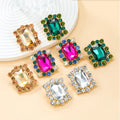 New Fashion Metal Multicolor Rhinestone Geometric square Stud Earrings Wedding Party Jewelry Women Shiny Accessories