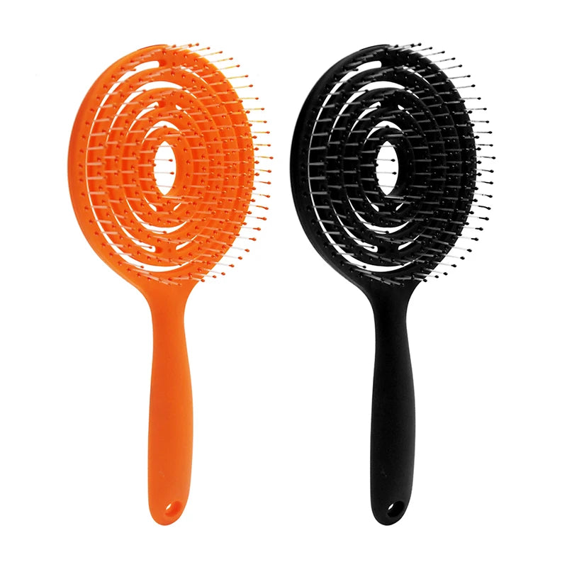 Professional ECO Friendly Tangle Paddle Barber Wig Nylon Wet Curved Wave Detangling Denman Hair Brush
