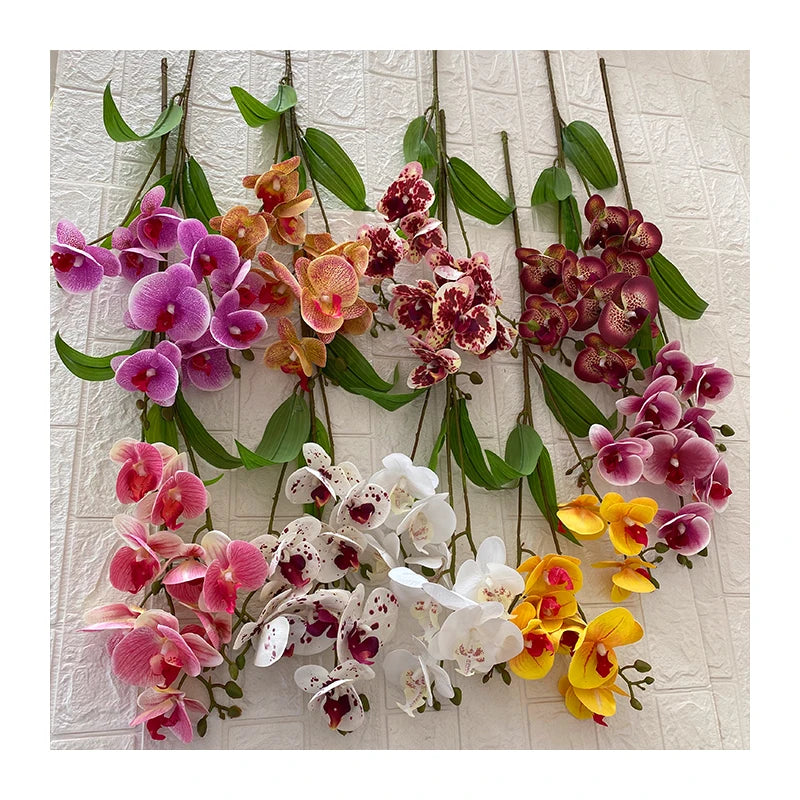 Cheap Wholesale Artificial Flowers 3d Long Branch 3 Forks 9 Heads Phalaenopsis