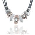 Stylish Glass Crystal Bib Irregular Metal Choker Collar Leather Cord  Women Statement Jewelry Necklace