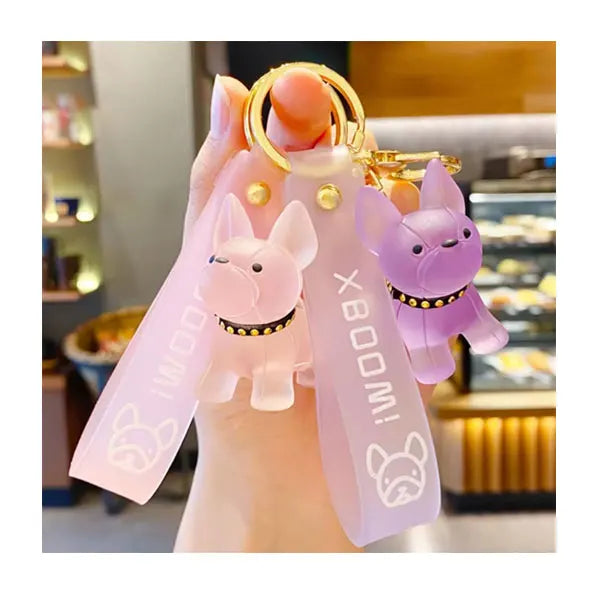New Style French Bulldog Cartoon Transparent Doll Doll Key Ring Cute Bag Pendant Key Ring Small Gifts for Family and Friends