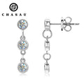 GRA Certification 3mm 0.1carat Moissanite 925 Sterling Silver Bezel Set 3 Stone Drop Stud Earrings for Women