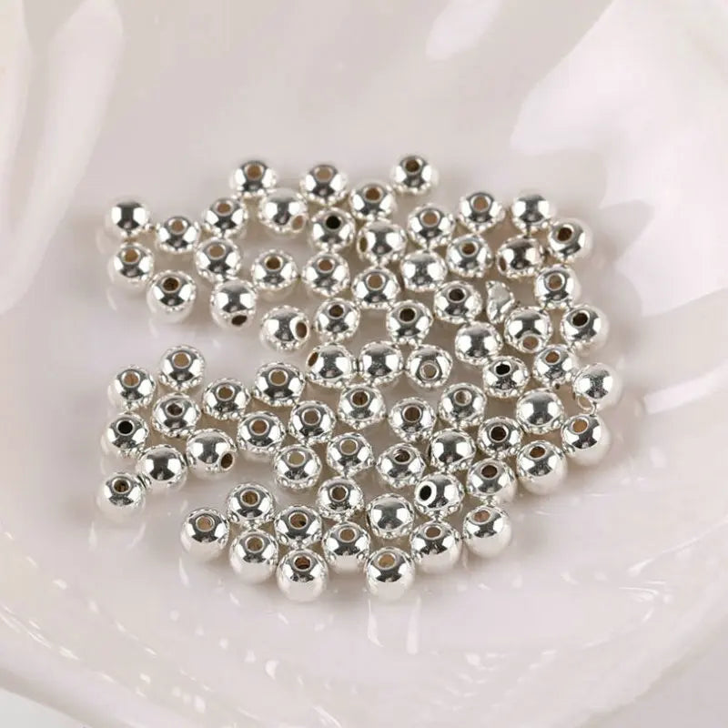 3-14mm round Spacer Beads in CCB Gold Silver White Smooth Loose Ball Beads for DIY Bracelet Jewelry Making Accessories