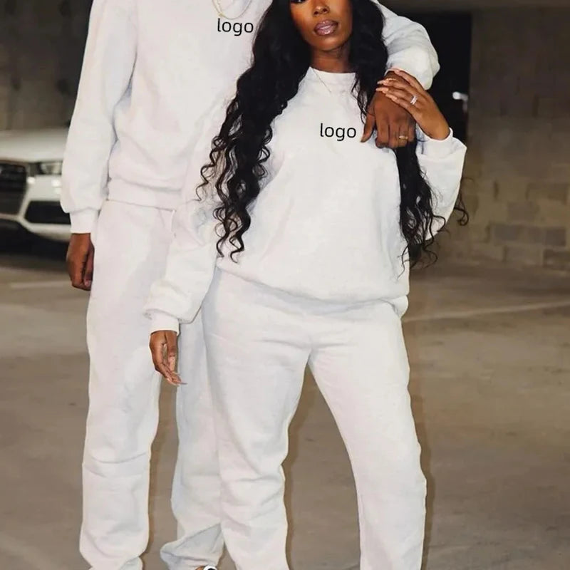 Women Fall Clothes Trendy Women's Tracksuit Set 2 Piece Sweatpants and Sweatshirts Set Custom Cotton Fleece Sweatshirt Tracksuit
