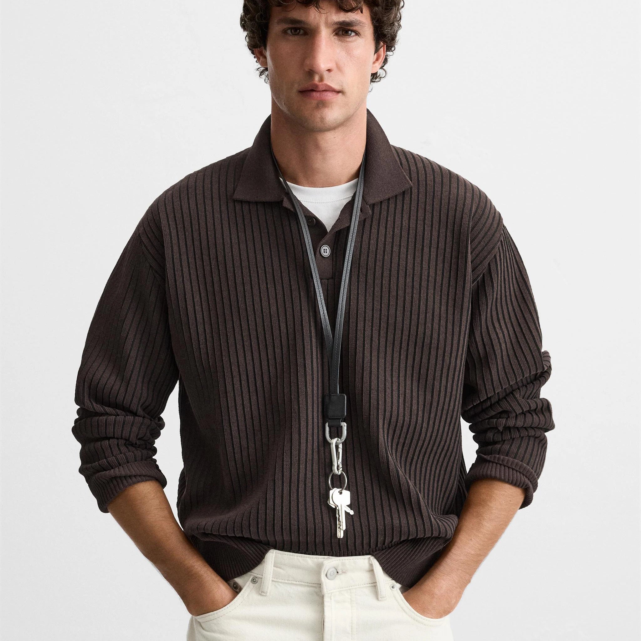 Custom Design logo Winter Knitted Pullover Jumper Knitwear Long Sleeve Knitted Fashion Casual Polo Neck Men Sweater