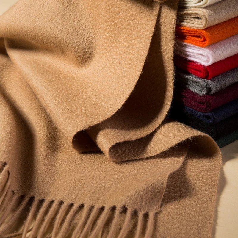 2025 New High Quality Luxury Camel Solid Color Mongolian 100% Pure Woven Cashmere Scarf