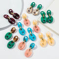 Vintage Fall/winter Coffee Seeds Jewelry Creative CCB Link Colored Marble Pig Nose Chain Acrylic Drop Earrings for Women