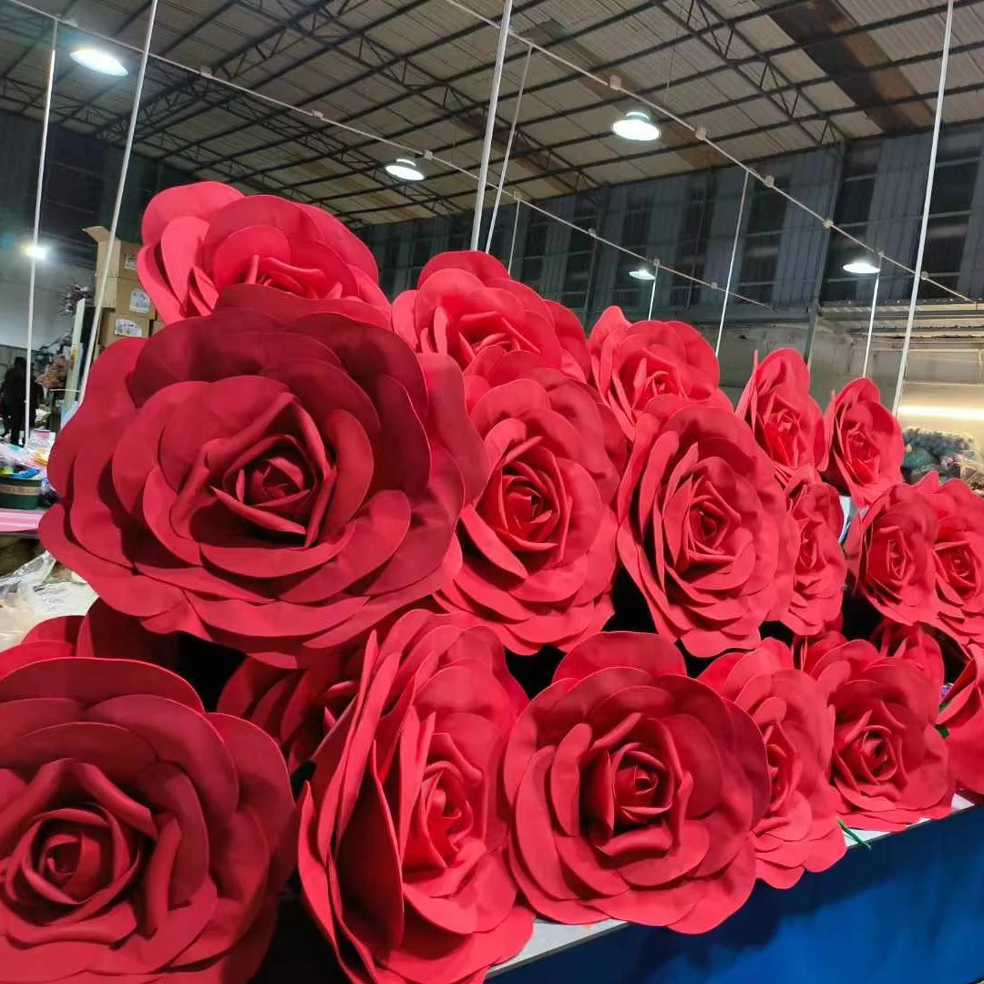 Hot Sale Artificial EVA Giant Rose Flower Wedding Party  Decoration Giant EVA Flowers Handmade Outdoor Waterproof Rose