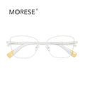 MORESE New Design 3010 Women's Butterfly Animal Print Stainless Steel Full Rim Blue Light Reading Glasses for Daily Wear Europe MegaBDM