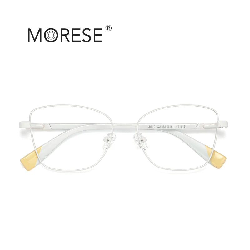 MORESE New Design 3010 Women's Butterfly Animal Print Stainless Steel Full Rim Blue Light Reading Glasses for Daily Wear Europe MegaBDM