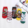 Wholesale Women Ankle Socks Poker Queen king Custom Fancy Colorful Cotton Funny Jacquard Poker Design Socks for Women