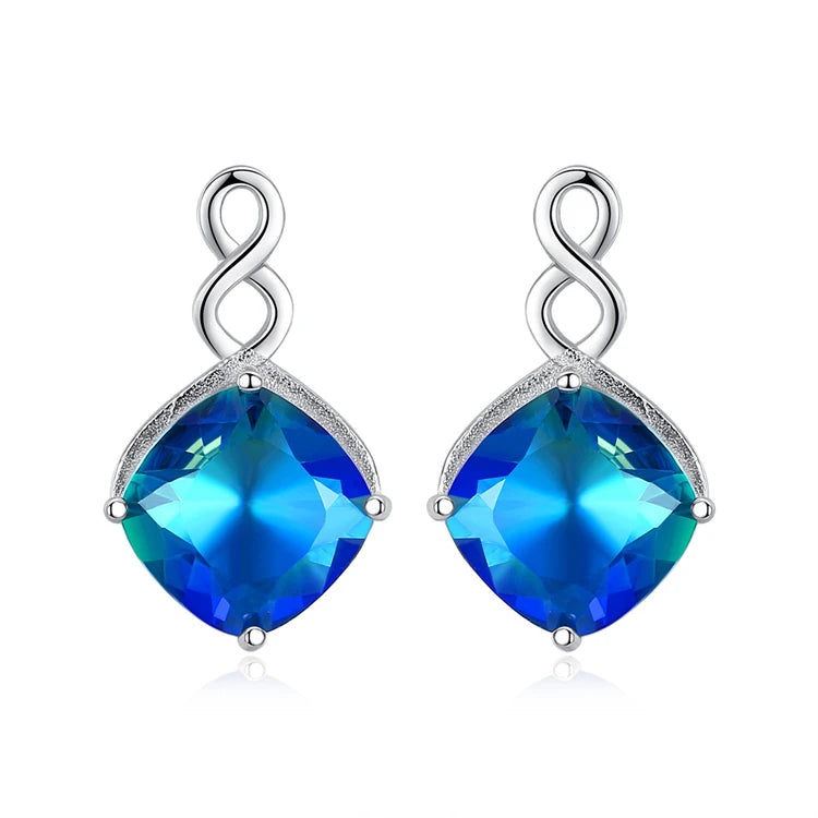 Original Design 925 Sterling Silver Big Stone Diamond Women Fine Gemstone Stud Earrings
