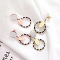 Fashion Trendy Stainless Steel 14k Gold Geometric Minimalist Zircon Beads Charm Hoop Earrings Jewelry for Women