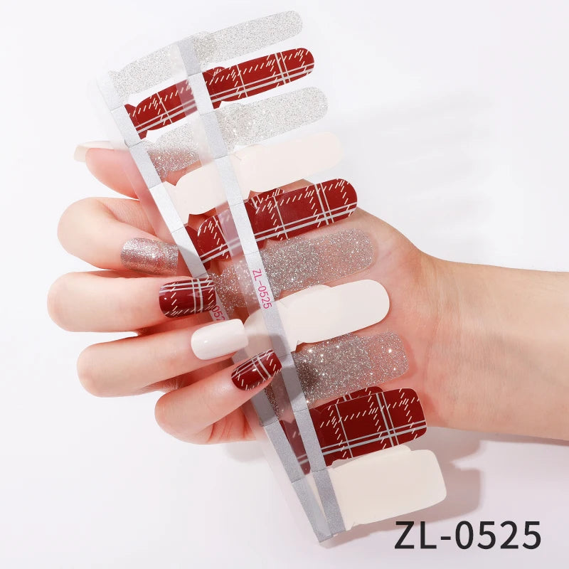 Free Logo Laser Silver Stamping Daisy Sky Cat Eye Stripe 3D Nail Art Wrap Sticker Customized Package New Design Made of Plastic