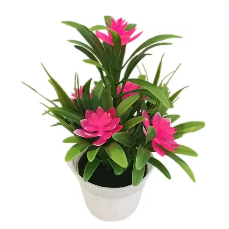 1 Piece Multi-color Artificial Potted Plants With 5 Small Lotus Simulation Small Bonsai Office Desktop Ornaments Home Decoration