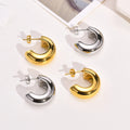 Taige Jewelry Stainless Steel Earrings Women's C-shaped Electroplating 18K Color Personality Simple Ins Style Autumn New Prod