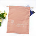Factory pink Satin Drawstring Pouch With logo for Hair Wig Handbags Clothes